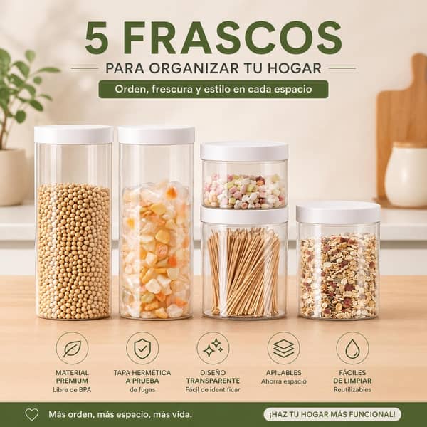 Frascos x 5 de vidrio